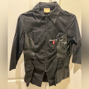 VINTAGE 1970’s Elizabeth Arden Leather/cloth Jacket uniform top/mid sleeves - M